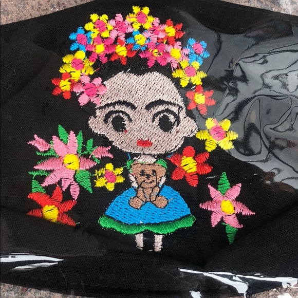 Embroidered Frida Artistuc colorful girl Face Mask - Picture 1 of 4